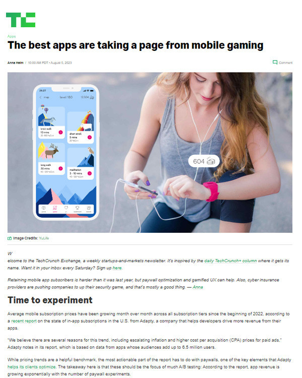 YULIFE IN TECHCRUNCH: The best apps are taking a page from mobile gaming