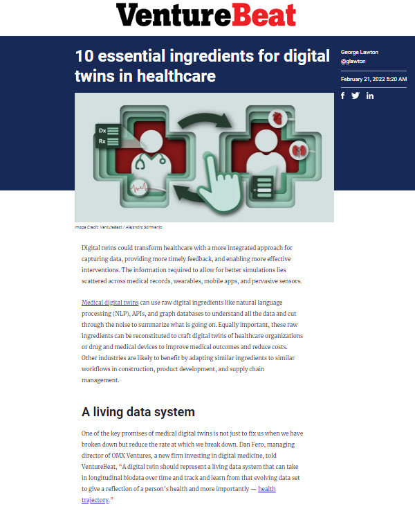 THEATOR IN VENTUREBEAT: 10 essential ingredients for digital twins in healthcare