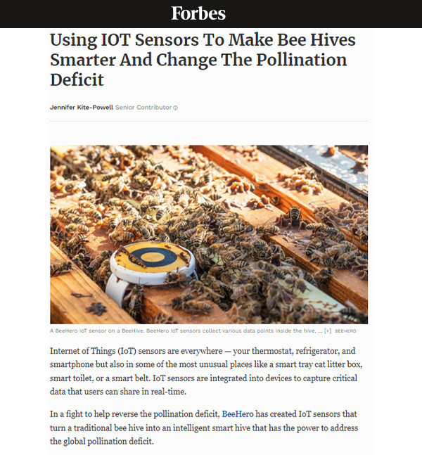 BEEHERO IN FORBES: Using IOT Sensors To Make Bee Hives Smarter And Change The Pollination Deficit