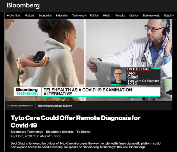 TYTO ON BLOOMBERG: Tyto Care Could Offer Remote Diagnosis for Covid-19