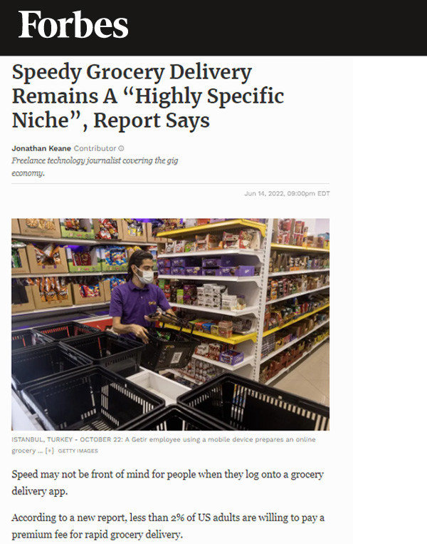 STOR.AI IN Forbes: Speedy Grocery Delivery Remains A “Highly Specific Niche”